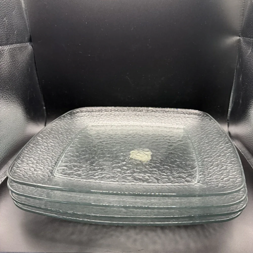 Vintage Anchor Hocking Madison textured clear square 12